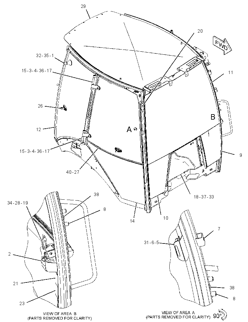 Кабина закрытая с ROPS 3533019 CAT