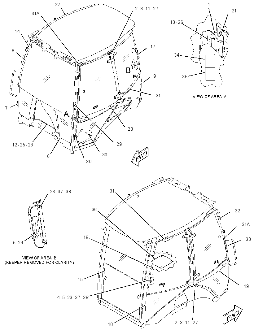Кабина закрытая с ROPS 3533020 CAT