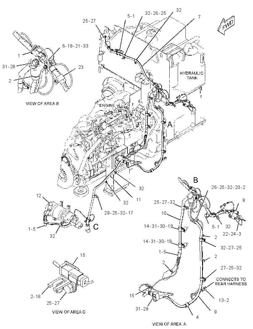 Проводка задняя 3521597 CAT