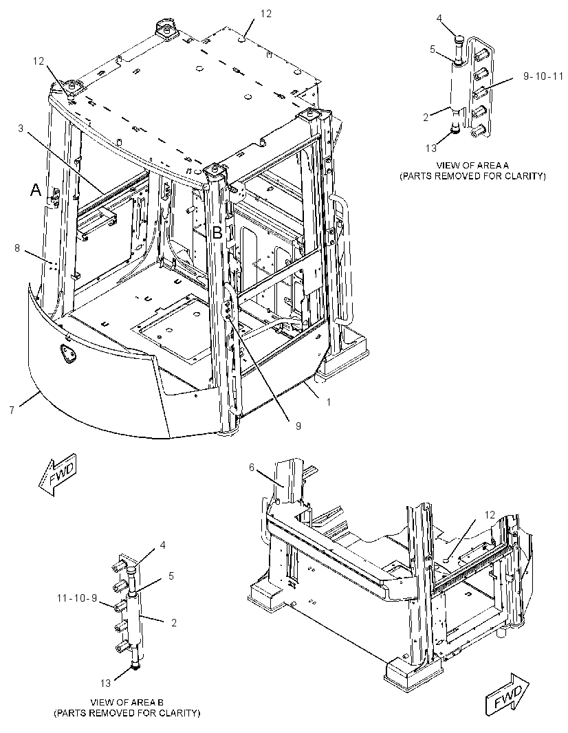 Кабина закрытая с ROPS 3540793 CAT