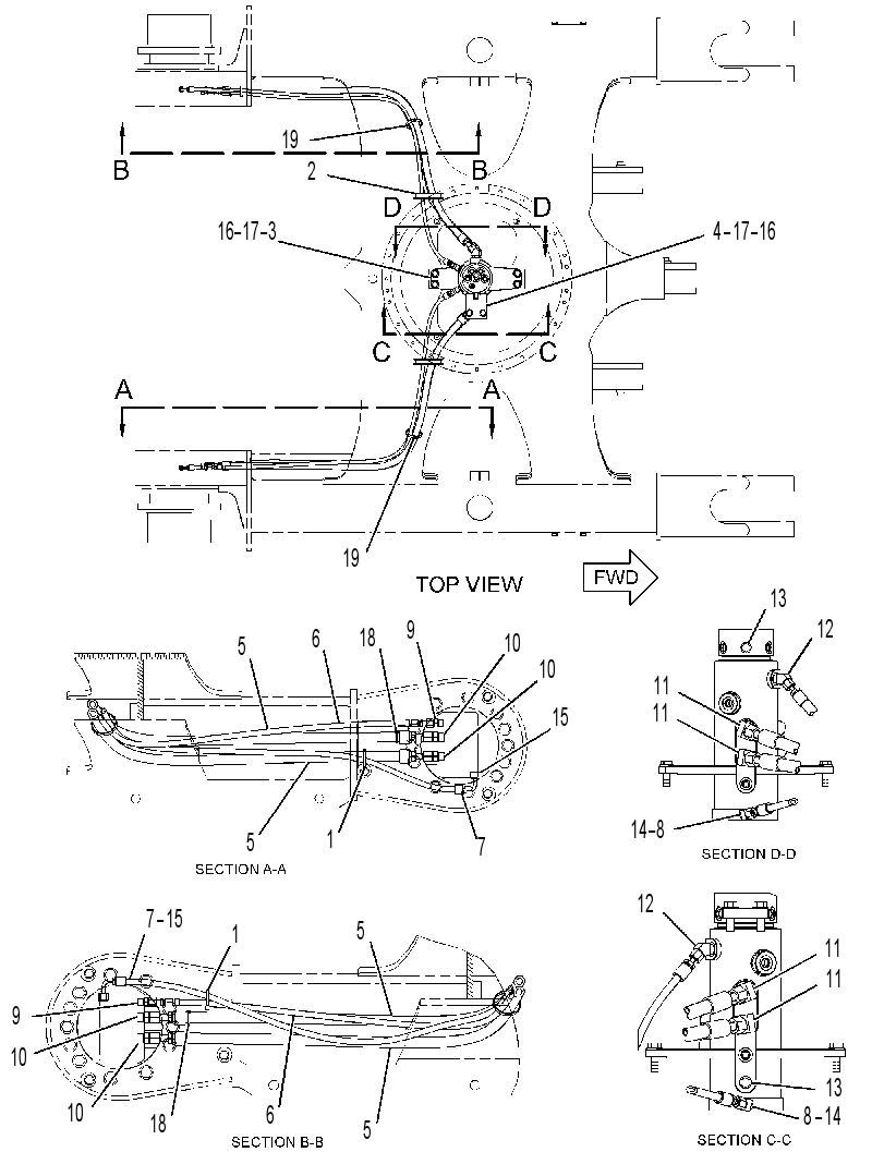 Трубопроводы мотора хода 3094203 CAT