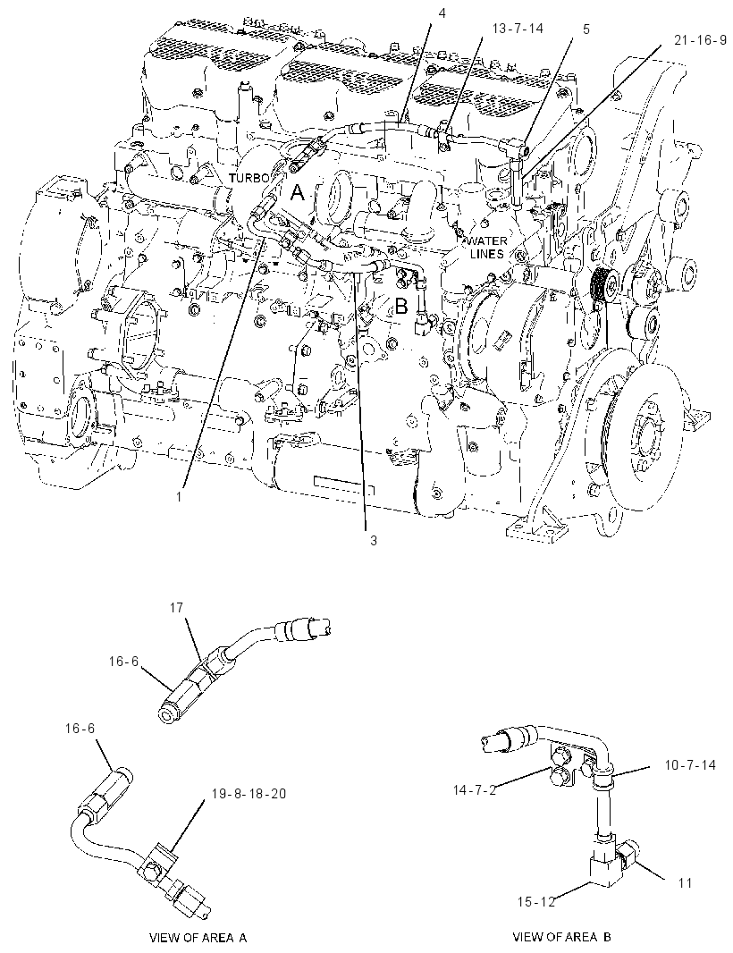 Трубопроводы водяные турбокомпрессора 3846824 CAT