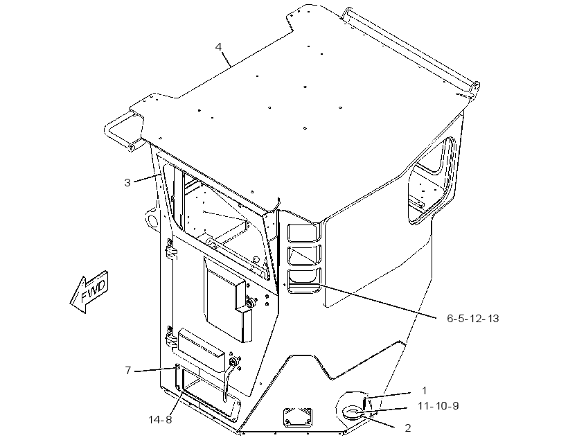 Кабина закрытая с ROPS 3266887 CAT