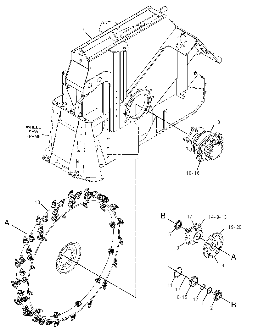 FRAME GP-WHEEL SAW 3818441 CAT