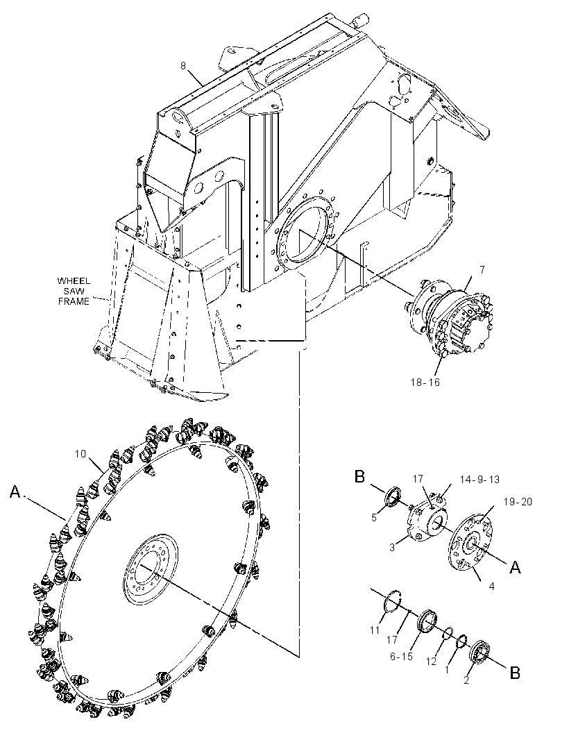 FRAME GP-WHEEL SAW 3818431 CAT