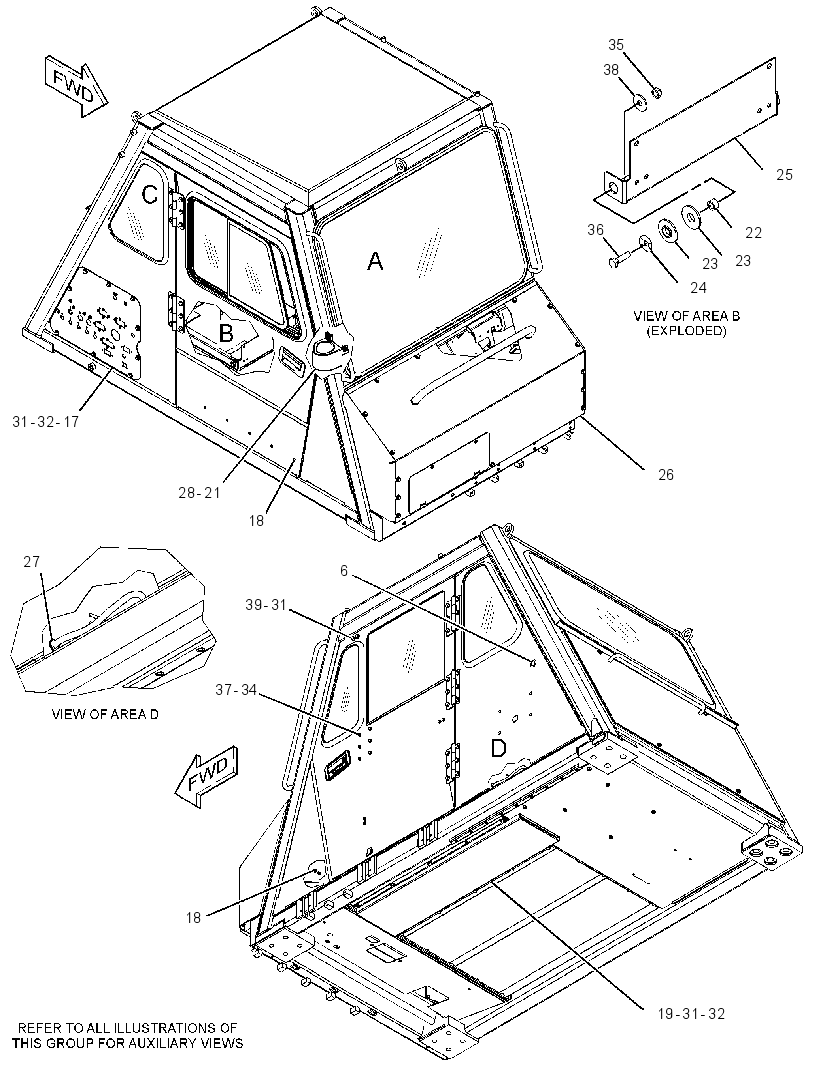 Кабина закрытая с ROPS 3937662 CAT