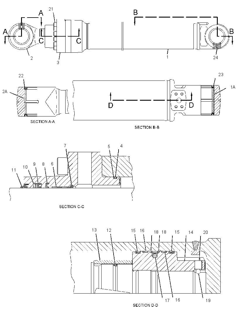 Цилиндр с уплотнениями стрелы 4185475 CAT