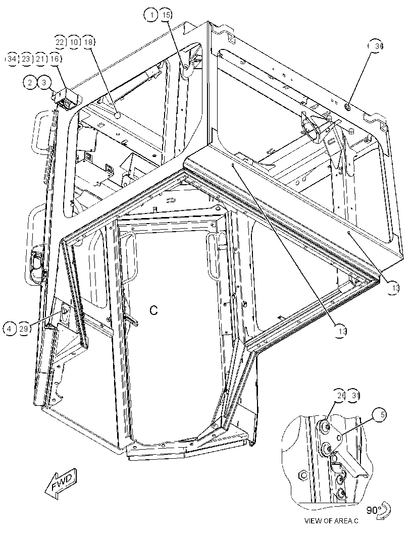 Кабина закрытая с ROPS 3796562 CAT