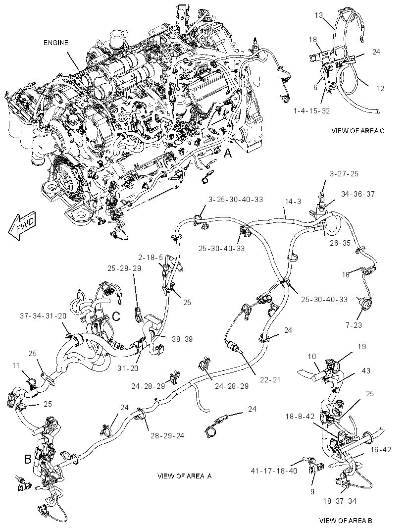 Проводка двигателя 3144225 CAT