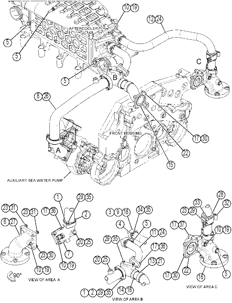 LINES GP-AUXILIARY SEA WATER 4357840 CAT