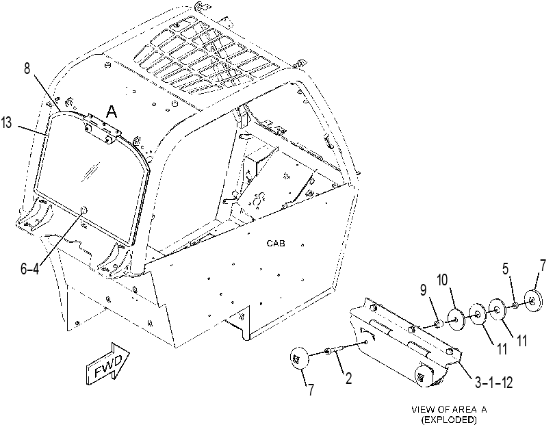 Окно кабины 3153879 CAT