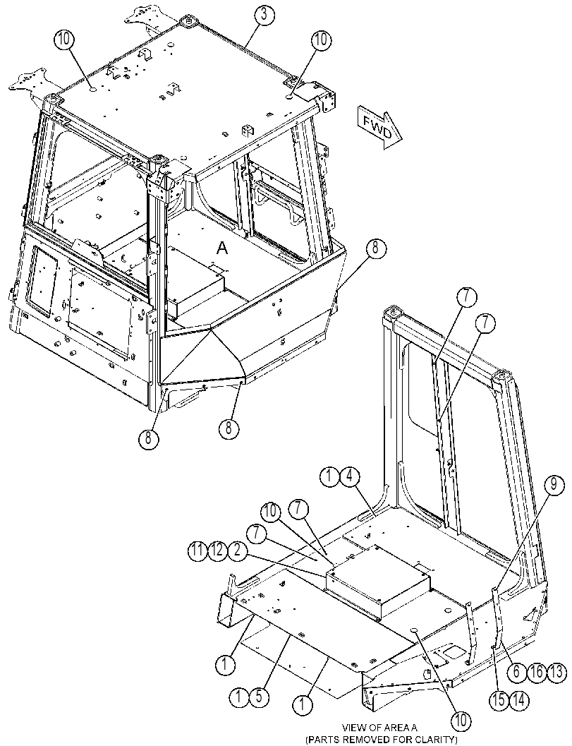 Кабина закрытая с ROPS 3832189 CAT