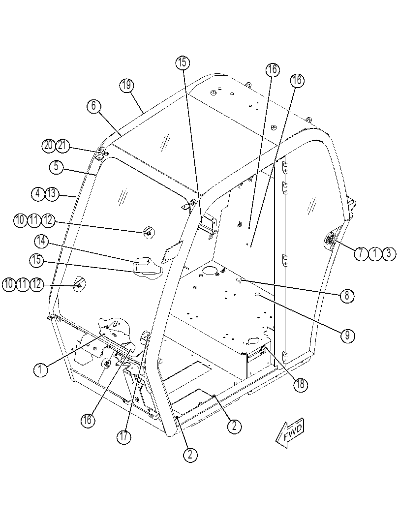 Кабина закрытая с ROPS 4259766 CAT