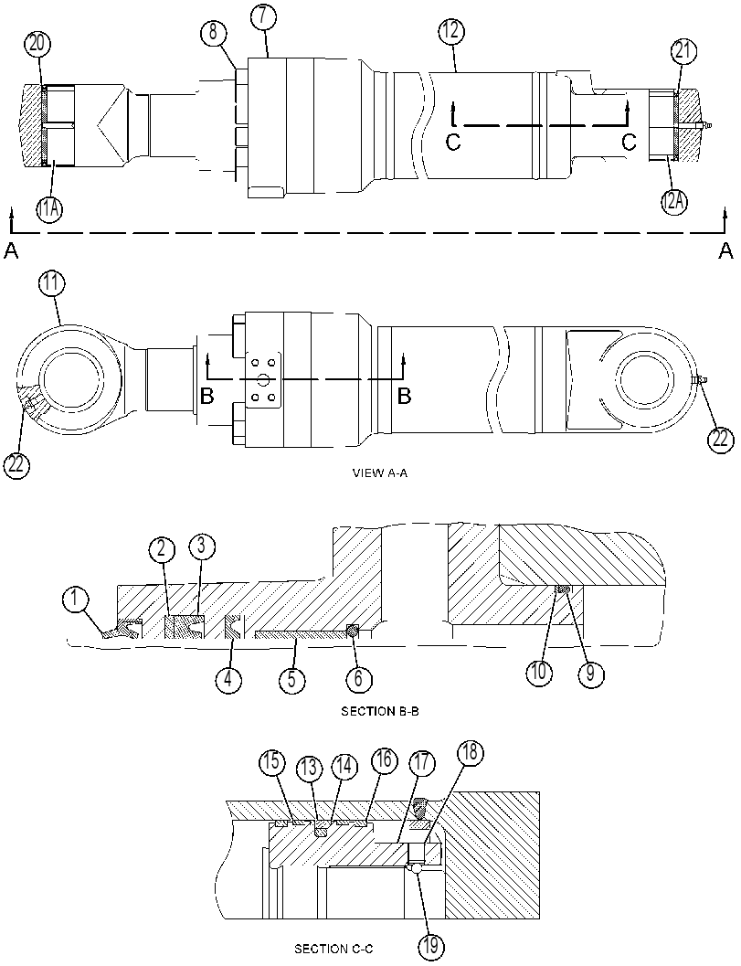 Цилиндр с уплотнениями ковша 4188807 CAT