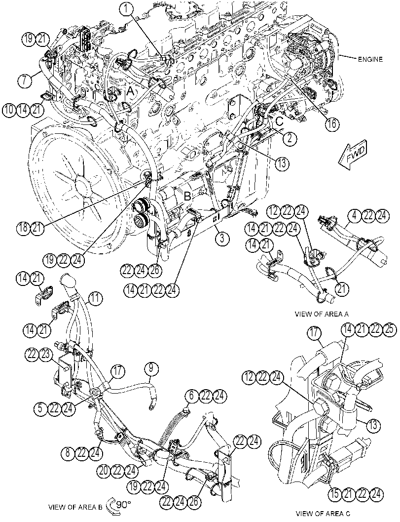 Проводка двигателя 4154218 CAT