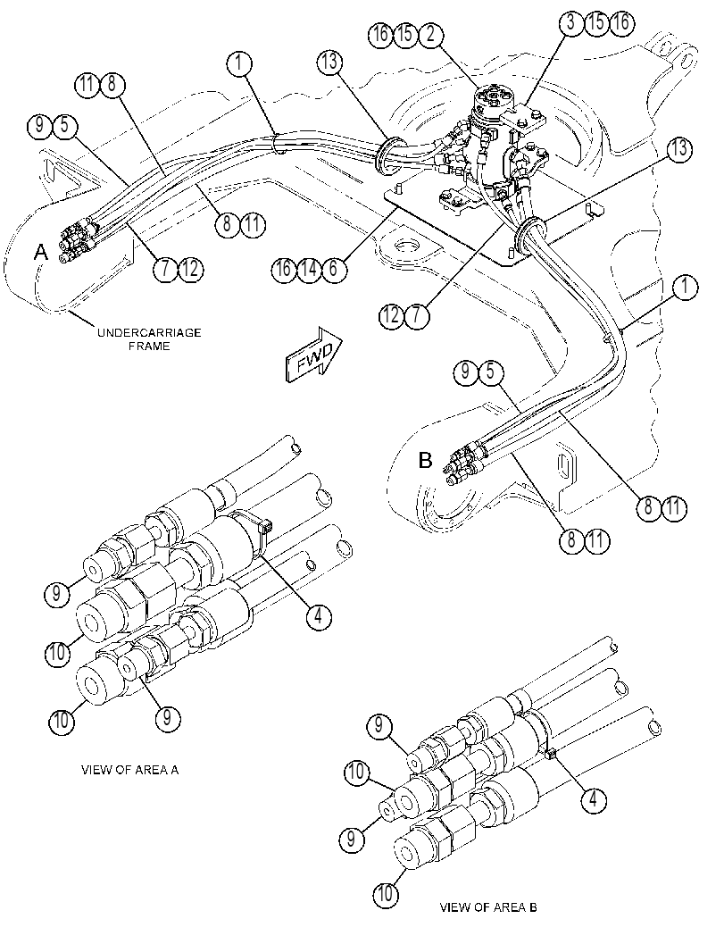 Трубопроводы мотора хода 4155158 CAT