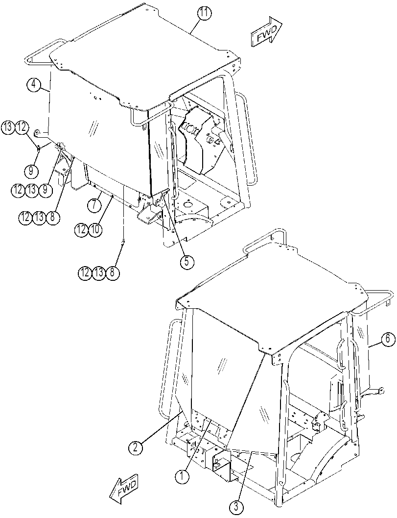 Кабина закрытая с ROPS 4564349 CAT