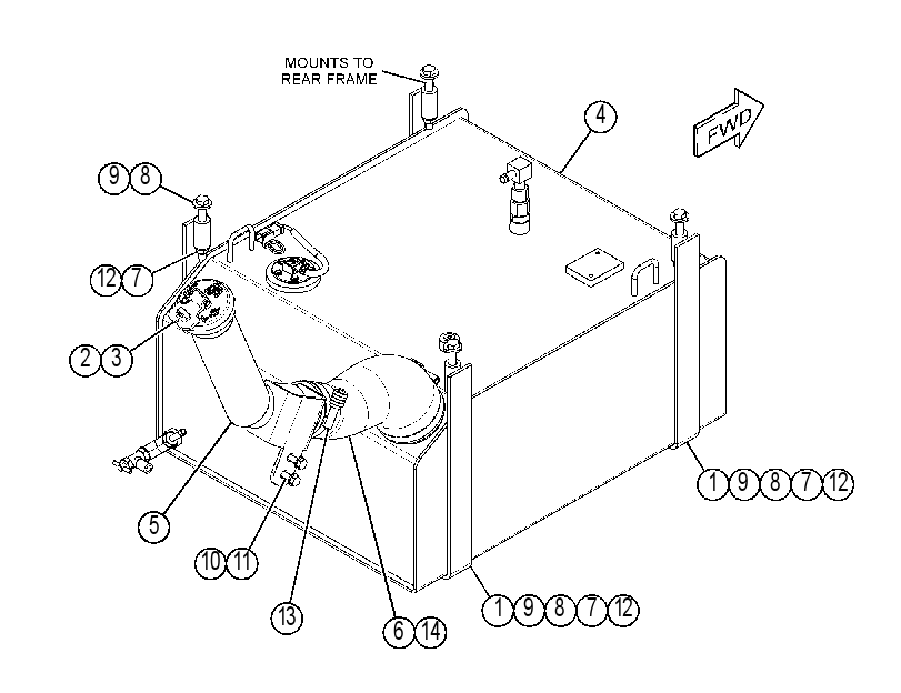 Бак топливный с креплением 3865827 CAT