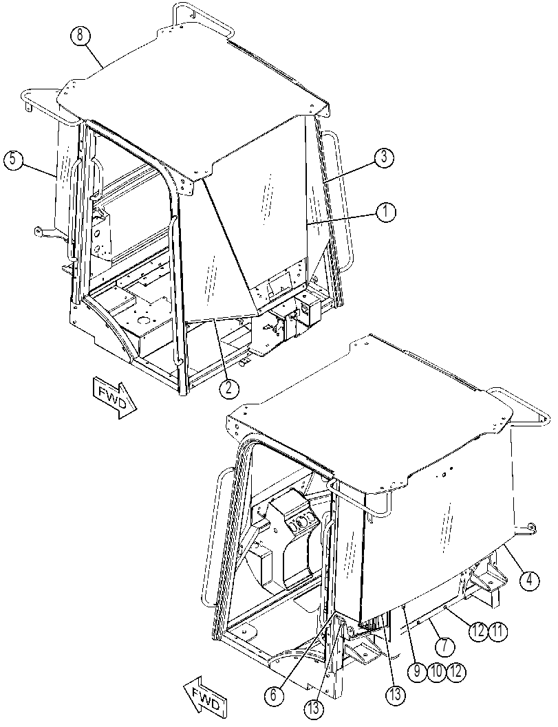 Кабина закрытая с ROPS 3988730 CAT