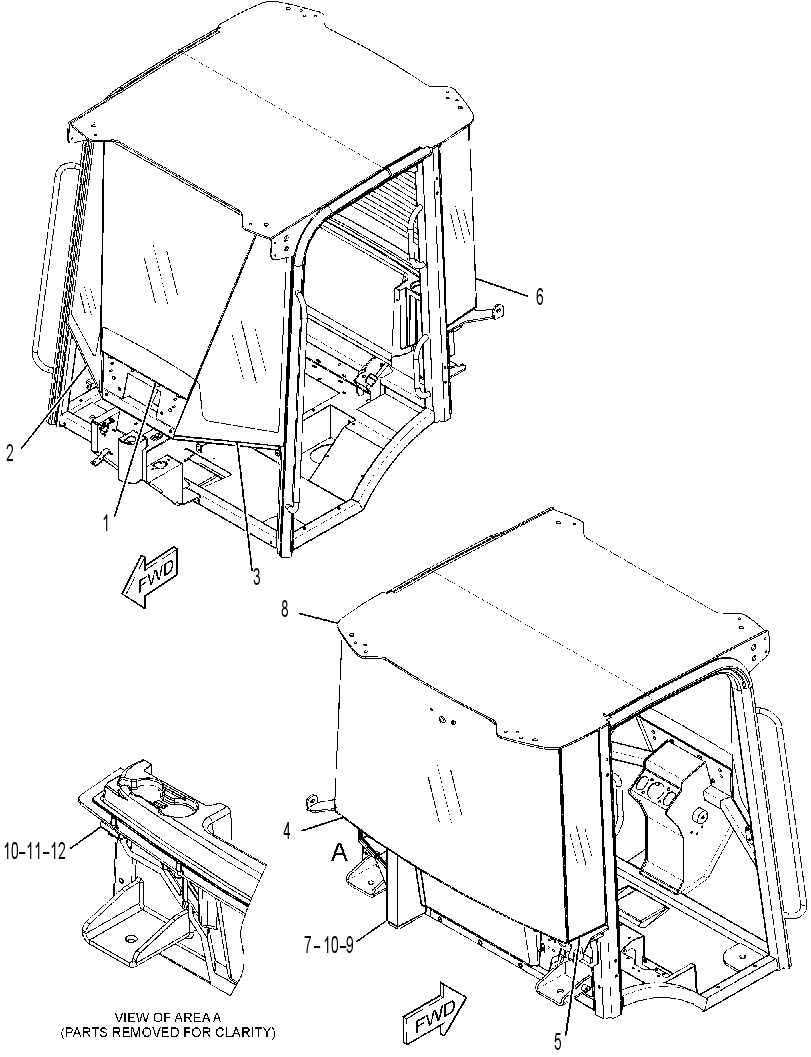 Кабина закрытая с ROPS 3329784 CAT
