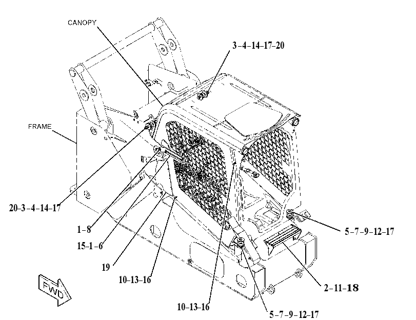 Крепление ROPS 3456221 CAT