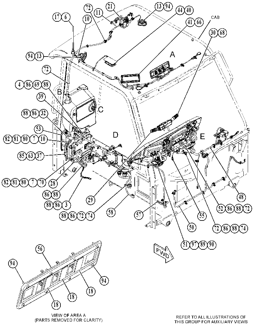 Проводка кабины 4592359 CAT