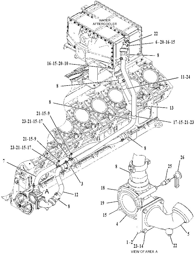 LINES GP-AUXILIARY FRESH WATER 3837608 CAT