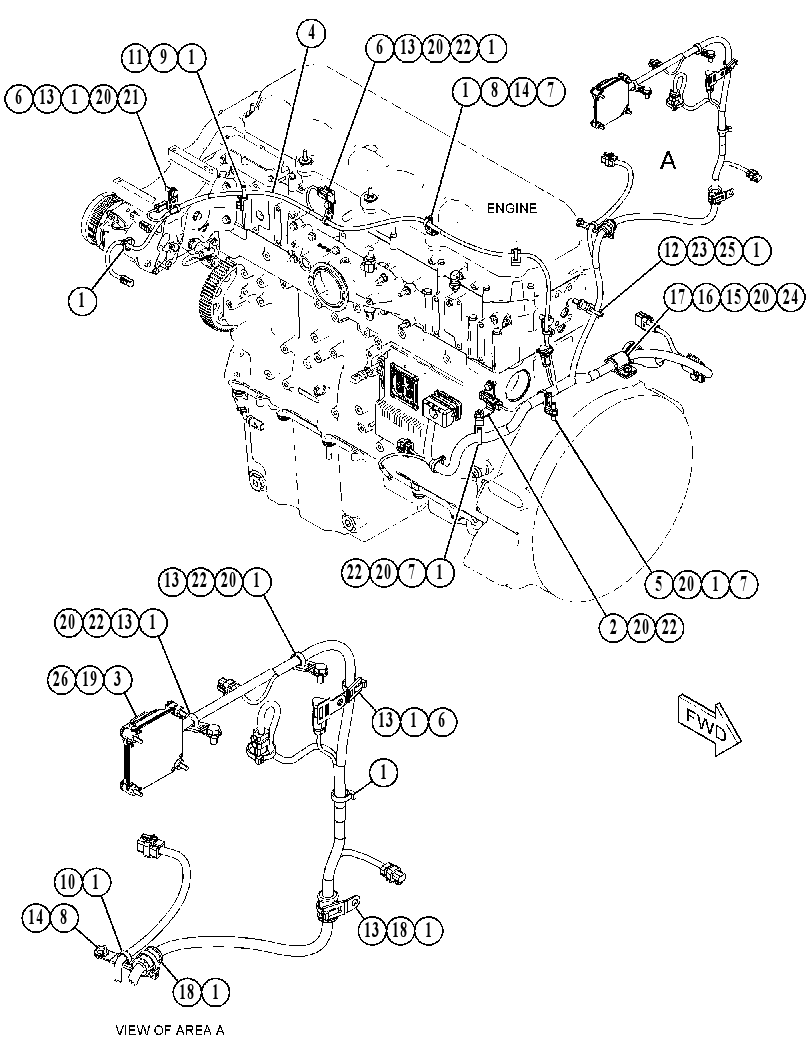 Проводка двигателя 4566594 CAT