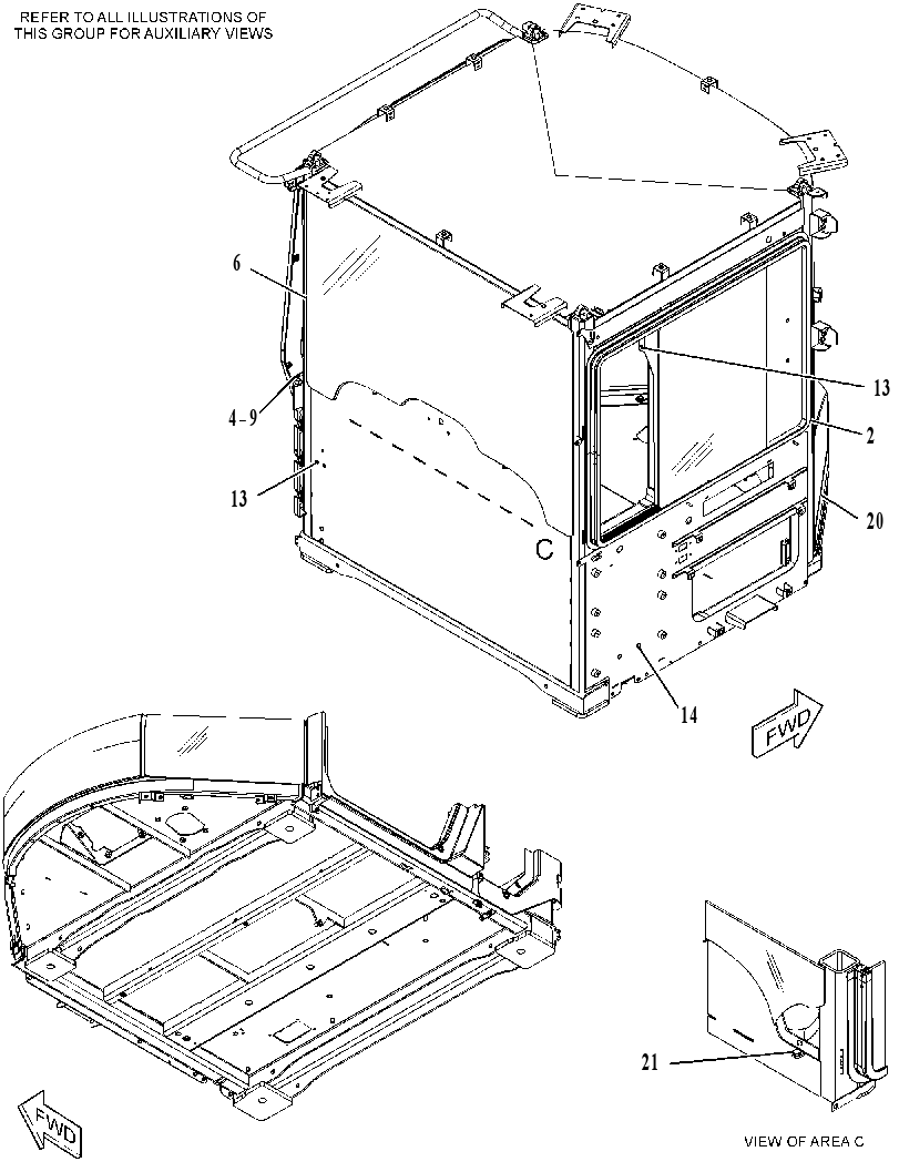 Кабина закрытая с ROPS 3419800 CAT