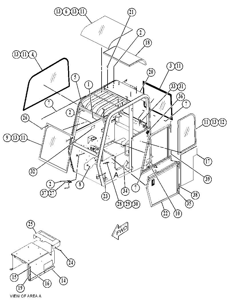 Кабина закрытая с ROPS 3893541 CAT