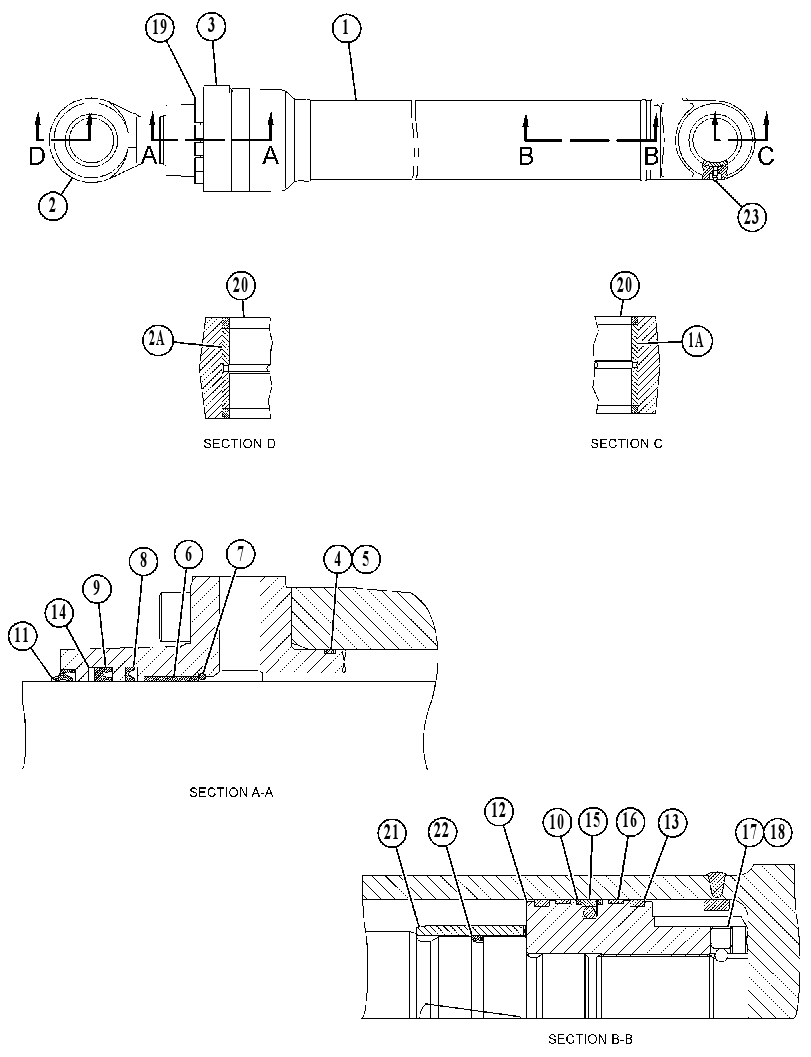 Цилиндр с уплотнениями стрелы 5158513 CAT