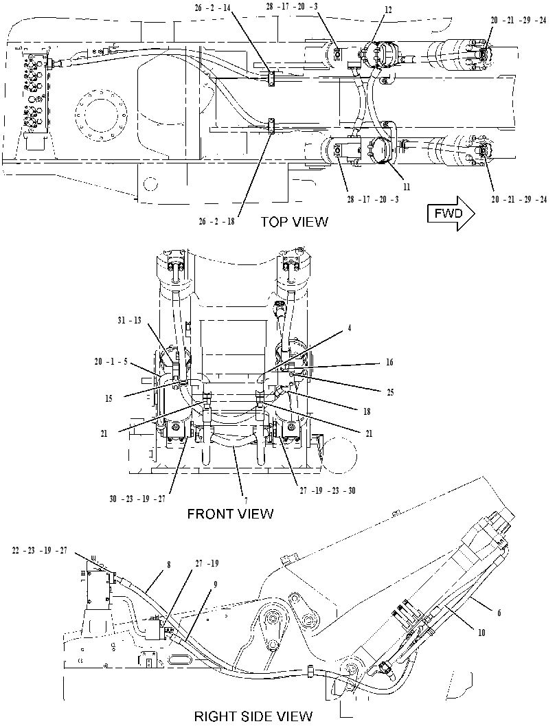 Трубопроводы цилиндра стрелы 1991163 CAT