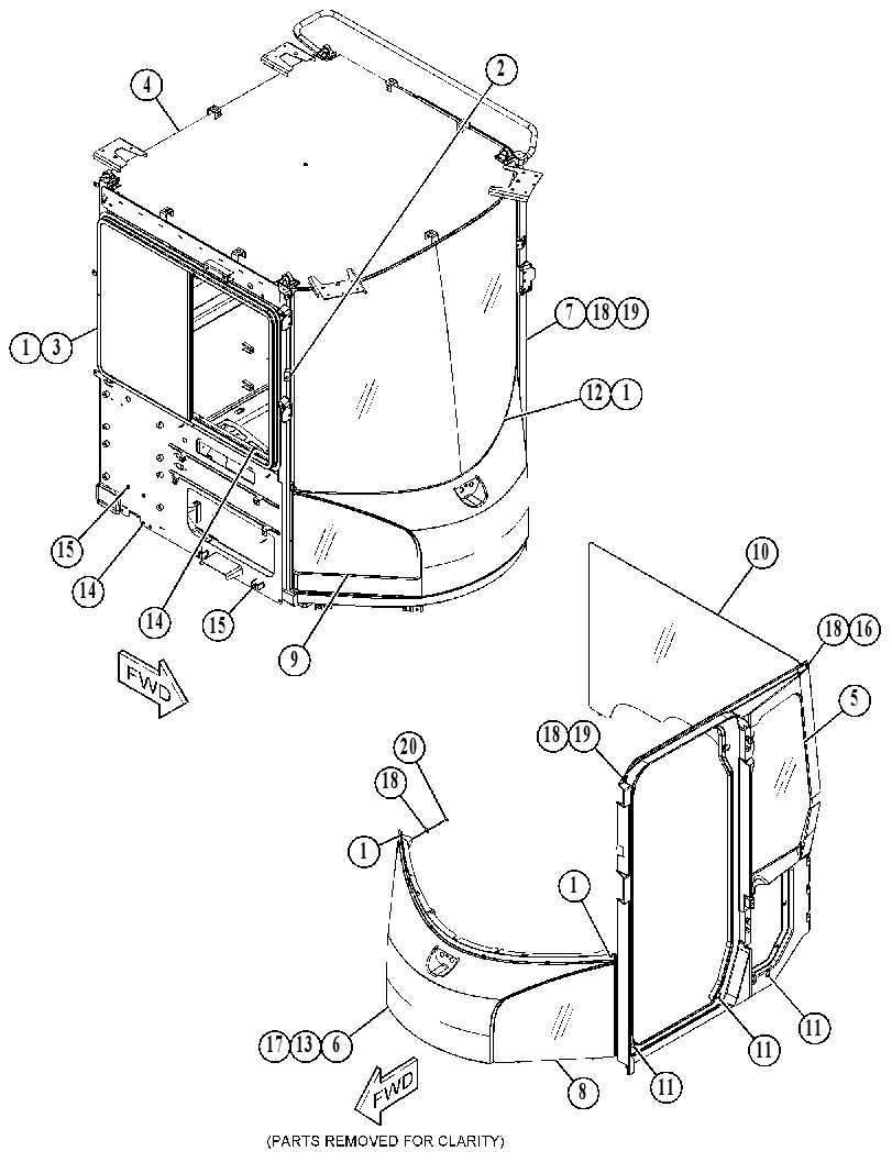 Кабина закрытая с ROPS 3846954 CAT