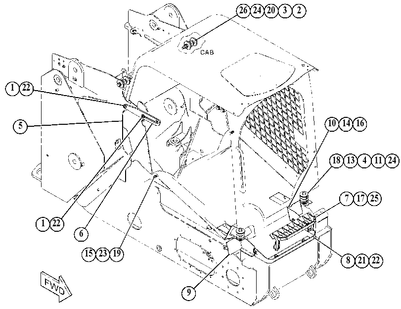 Крепление ROPS 3456222 CAT