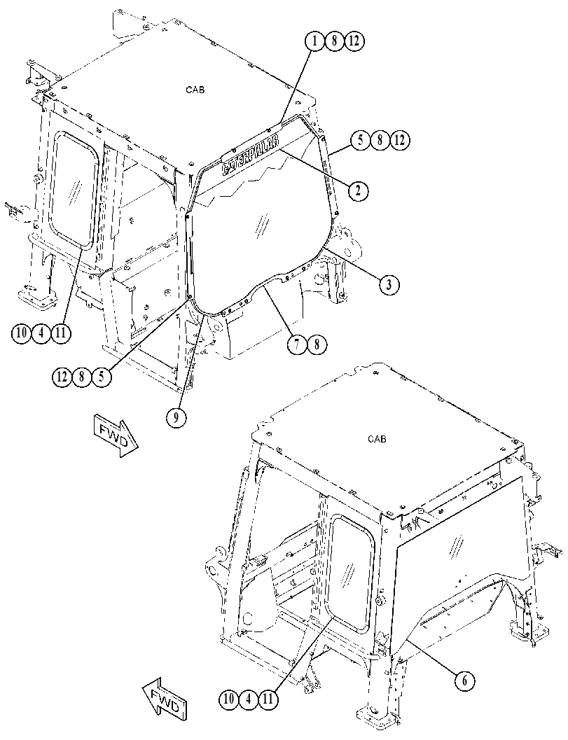 Окно кабины 5029486 CAT