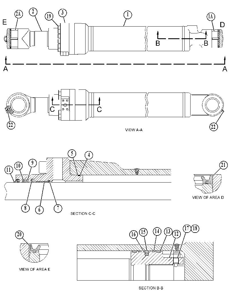 Цилиндр с уплотнениями ковша 5724790 CAT