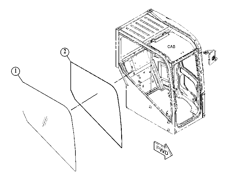 Окно кабины 4167608 CAT