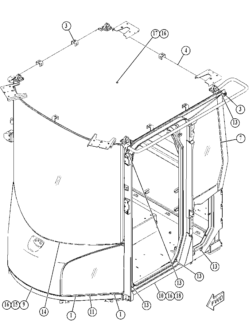 Кабина закрытая с ROPS 5200089 CAT