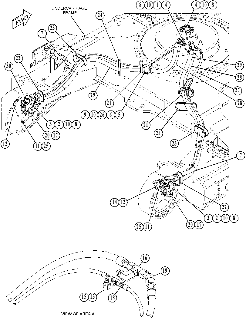 Трубопроводы мотора хода 5870136 CAT