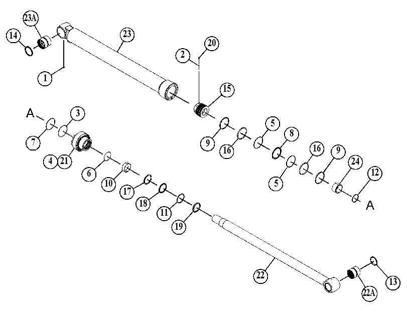 Цилиндр с уплотнениями стрелы 5417978 CAT