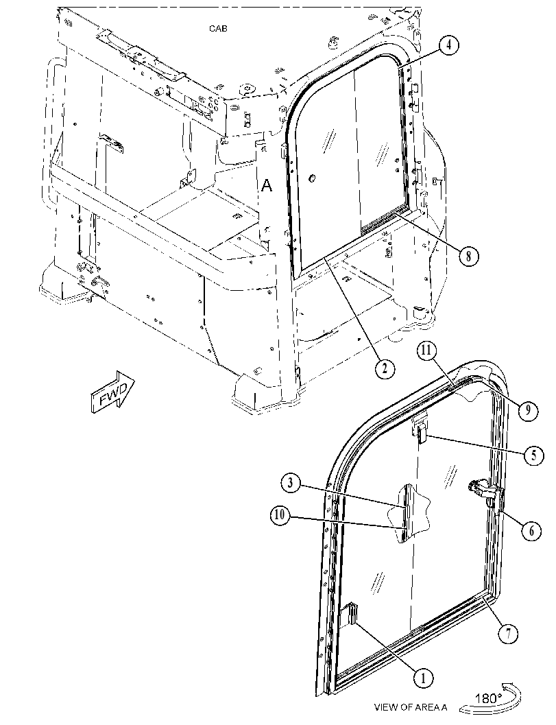 Окно кабины 4404862 CAT