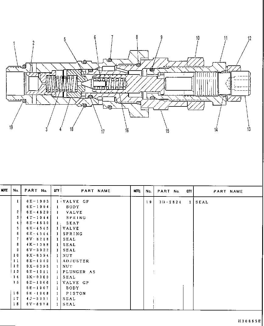 Клапан предохранительный 6E1915 CAT
