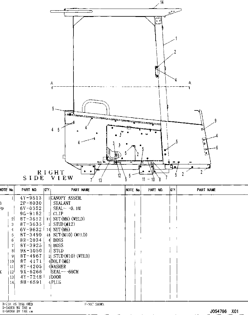 ROLL-OVER PROTECTIVE SYSTEM GROUP 4Y9512 CAT