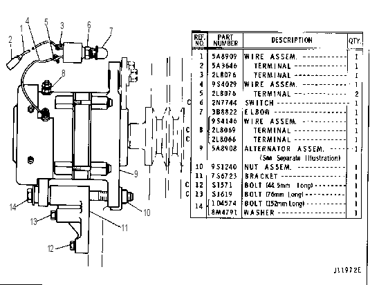 CHARGING ALTERNATOR 3Y1325 CAT