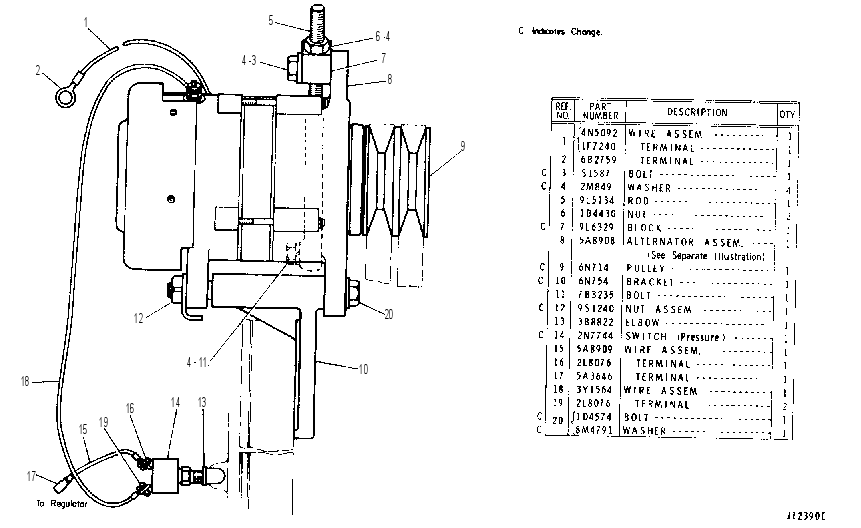 CHARGING ALTERNATOR 3Y1565 CAT