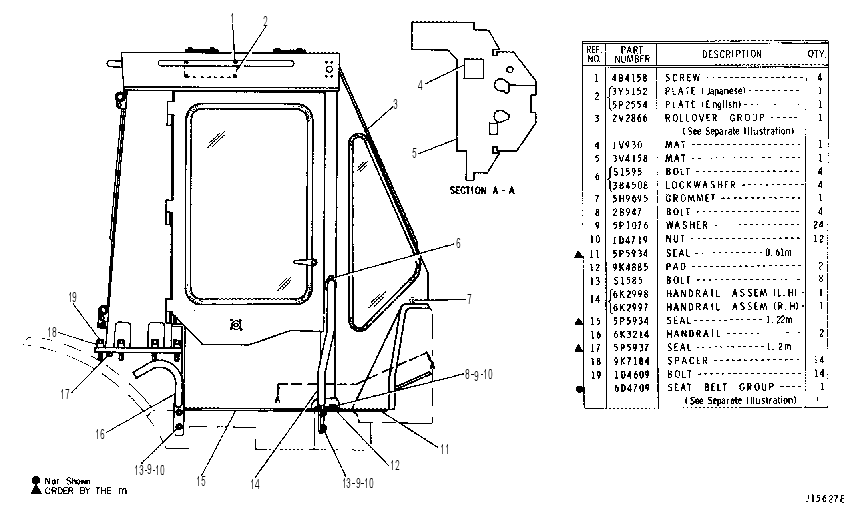 ROLLOVER PROTECTIVE SYSTEM ARRANGEMENT 3Y5790 CAT