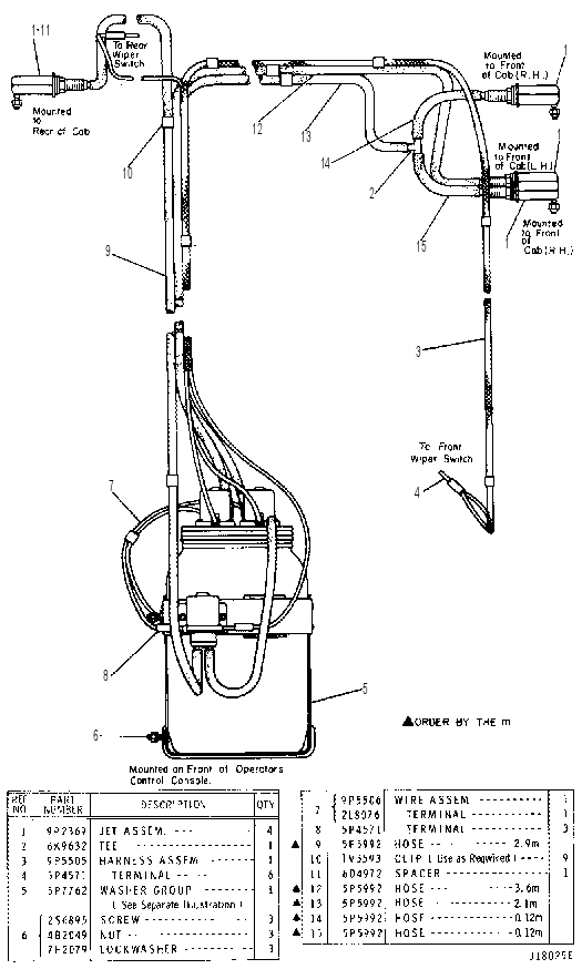 FRONT AND REAR WINDOWS WASHER GROUP 8P9495 CAT