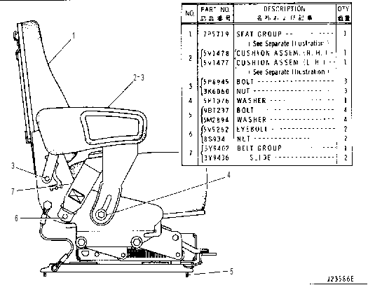 ADJUSTABLE SEAT 3Y9449 CAT