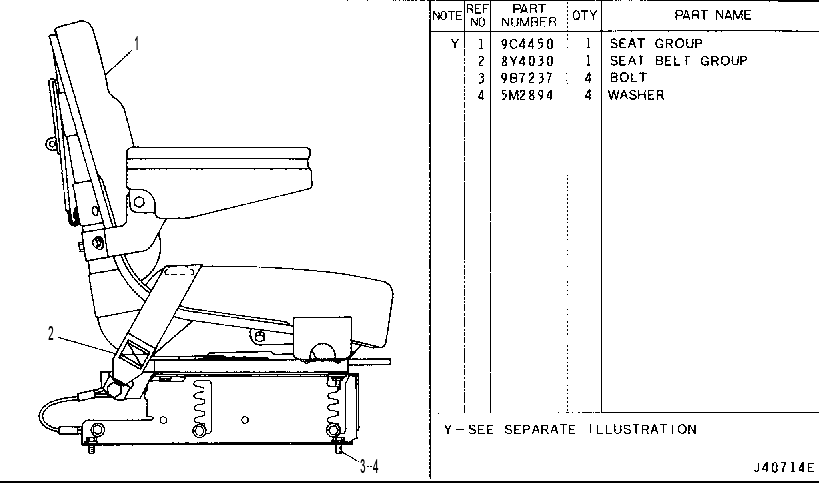 ADJUSTABLE SEAT 4Y3008 CAT