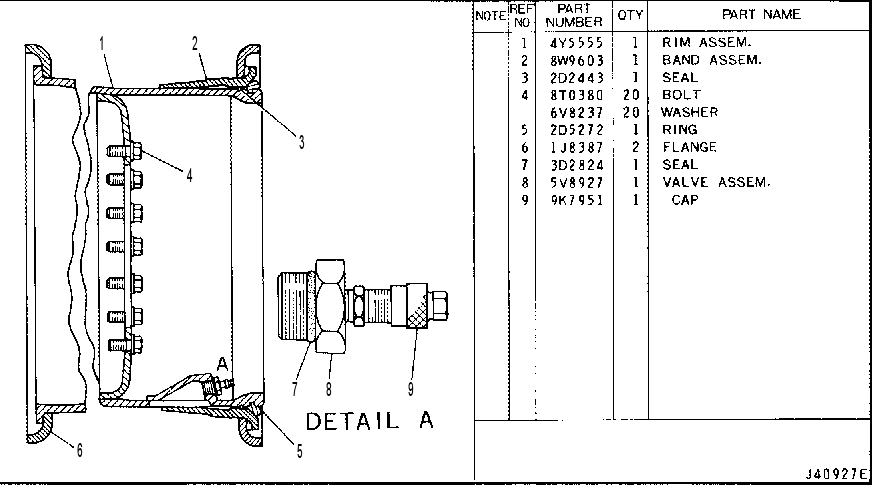 DEMOUNTABLE RIM 4Y5554 CAT